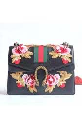 Cheap Gucci Dionysus Embroidered Leather Shoulder Bag Black 403348 VS02643