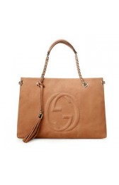 Cheap Gucci Soho Medium Tote Bag Suede Leather 308982 Apricot VS04479