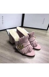 Cheap Gucci Suede Mid-heel Slide Pink 453495 VS08551