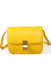 Cheap Imitation Celine Classic Box Small Flap Bag Smooth Leather C88007C Yellow VS03447
