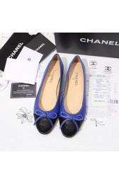 Cheap Imitation Chanel Blue Lambskin Ballet Flats Black Cap Toe CH1610 VS07155