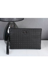 Cheap PRADA Calfskin Leather Clutch P1008 Black VS09862