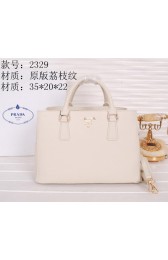 Cheap Replica Prada Original Grainy Calf Leather Tote Bag BN2329 White VS07190