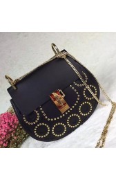 Chloe Drew Calf and Suede Shoulder Bag Black 151020 VS04808