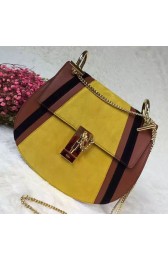 Chloe Drew Calf and Suede Shoulder Bag Yellow 151030 VS01580