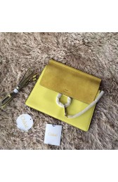 Chloe Faye Calf and Suede Shoulder Bag Yellow 161010 VS08319