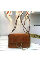Chloe Faye Small Calf Leather Shoulder Bag Brown 3S112 VS09177