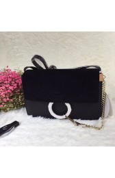 Chloe Faye Small Textured-leather Shoulder Bag Black 151090 VS06511