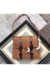 Chloe Faye Smooth & Suede Calfskin Shoulder Bag Brown C301220 VS04062