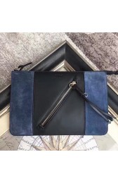Chloe Grained Calfskin and Suede Myer Pouch Blue C230110 VS07681