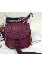 Chloe Hudson Calfskin Shoulder Bag Burgundy 151070 VS06598