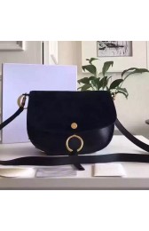 Chloe Kurtis Medium Leather and Suede Crossbody Bag Black 300920 VS02831