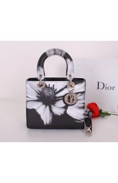 Christian Dior Alstroemeria Flower Lady Dior Bag CD6088 Black VS07791