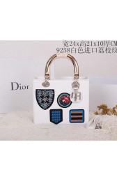 Christian Dior Badge Leather Small Lady Dior Bag CD9258 White VS07637