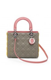 Christian Dior CD6325 Khaki Sheepskin Mini Lady Dior Bag Silver VS04084