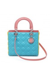 Christian Dior CD6325 Light Blue Sheepskin Mini Lady Dior Bag Silver VS03887