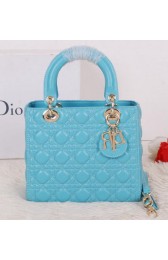 Christian Dior CD9601 Light Blue Sheepskin Mini Lady Dior Bag Gold VS08133