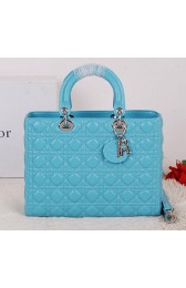 Christian Dior CD9603 Light Blue Sheepskin Small Lady Dior Bag Silver VS02532