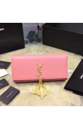 Classic Kate Monogram Saint Laurent Tassel Clutch in Pink Grained Leather 326080 VS06116