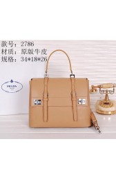 Copy AAA Prada Vitello Lux Flap Tote Bag BN2786 Apricot VS08019