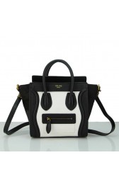Copy Celine Luggage Nano Bag Horsehair CL88029 Black&White VS00454