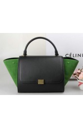 Copy Celine Trapeze Bag Suede Leather C3342 Black&Green VS08868
