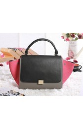 Copy Celine Trapeze tote Bag 3342 in Black with Grey Original Leather and Pink Suede VS07286