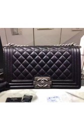 Copy Chanel Black Quilted Caviar Medium Boy Bag Silver Hardware A67086 VS03041