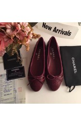 Copy Chanel Burgundy Lambskin Ballet Flats Cap Toe CH1640 VS06925