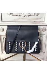 Copy Chloe Original Calfskin Braided Faye Bag Black 240603 VS02588