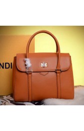 Copy Fendi Cruise 2015 Calfskin Leather Tote Bag F5203345 Wheat VS03558