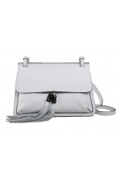 Copy Gucci Bamboo Daily Leather Flap Shoulder Bag 370826 White VS07074