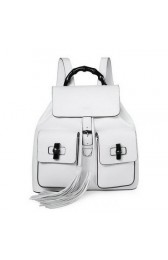Copy Gucci Bamboo Leather Backpack 370833 White VS07899