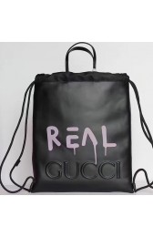 Copy Gucci Guccighost Drawstring Backpack Black with Pink Print 474210 VS02355