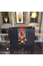 Copy Gucci Leather Chain Shoulder Bag Black 432280 VS06638