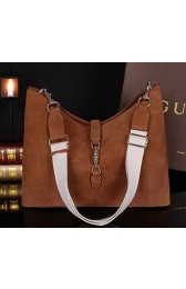 Copy Gucci New Jackie Medium Shoulder Bag Suede Leather 246907 Apricot VS06969