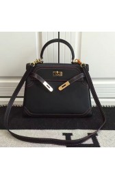 Copy Hermes Kelly 28 Tote Bag in Black Swift Leather Red Line HK1220 VS01264