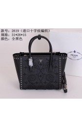 Copy Prada Original Saffiano Tote Bag BN2619E Black VS08203