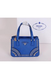Copy Prada Saffiano Leather Tote with Metal Studs B1142B Royal VS09360