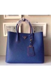 Copy Prada Twin Saffiano Leather Cuir Large Tote BN2756 in Blue with Gold Hardware Mingd VS00280