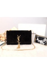 Copy YSL Monogramme Cross-body Shoulder Bag Suede Leather Y311214 Black VS02365