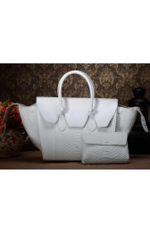 Designer Celine Tie Nano Top Handle Bag Original Snake Leather C3052 White VS07028