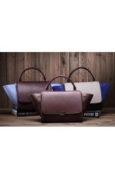 Designer Celine Trapeze tote Bag 3342 in Wine Red Original Leather with Yellow thread VS07468