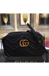 Designer Gucci GG Marmont Matelasse Shoulder Bag Black Original Leather 447632 VS01192