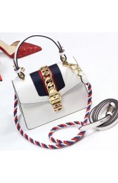 Designer Gucci Sylvie Leather Mini Bag White 470270 VS06047