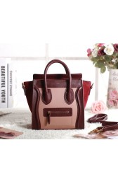 Designer Imitation Celine Nao Luggage 3309 in Shrimp Pink with Red Original Leather VS09641