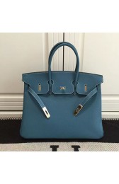 Designer Imitation Hermes Birkin 35 Tote Bag in Blue Togo Leather HB1210 VS03117