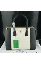 Designer Mingdu Prada 2274 Saffiano Leather Handbag in Black with White VS02351