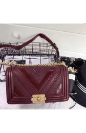 Designer Replica Chanel Chevron Medium Boy Bag Burgundy A67086 VS06664