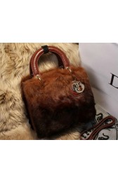 Dior mini Diorissimo Bag Cony Hair D2015 Brown VS07953
